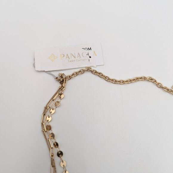 Panacea Gold Tone Triple Layer Chain Necklace Multi-Strand Fashion Jewelry - Picture 2 of 5